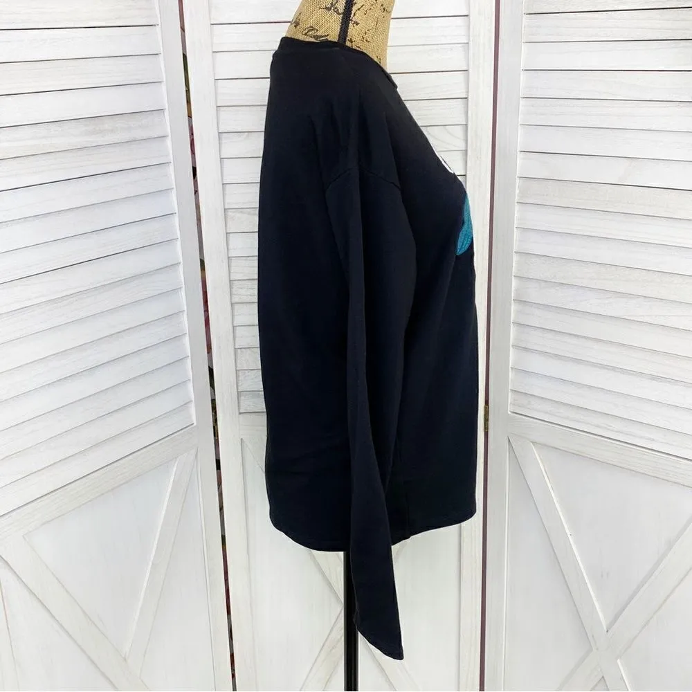 Forever 21 Embroidered Fluer-De-Lis Sweatshirt Top Black Small - Image 3