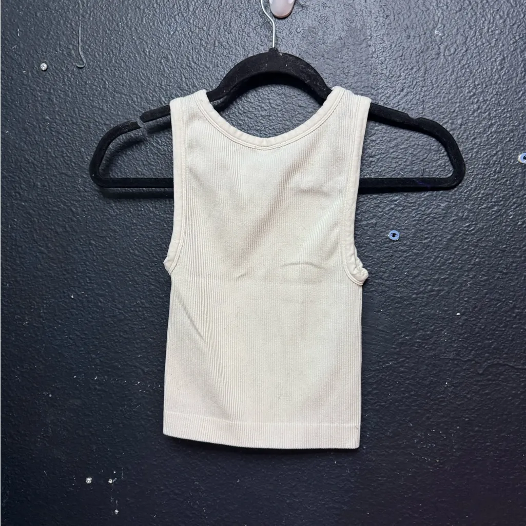 Women’s Sunday Best Cream Ribbed Tank Top Size XS White - Image 3