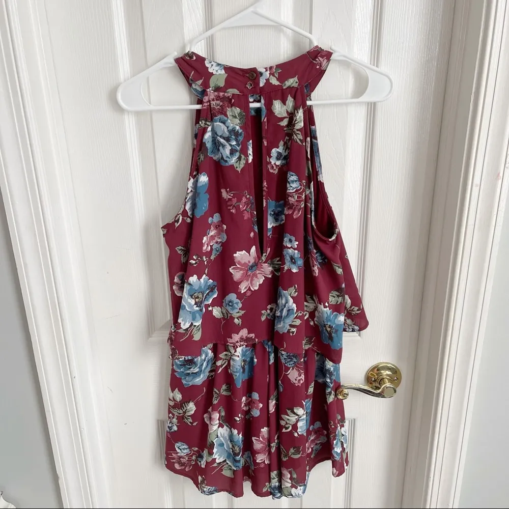 Altar'd State Altar’d State Burgundy Floral Romper - Image 4