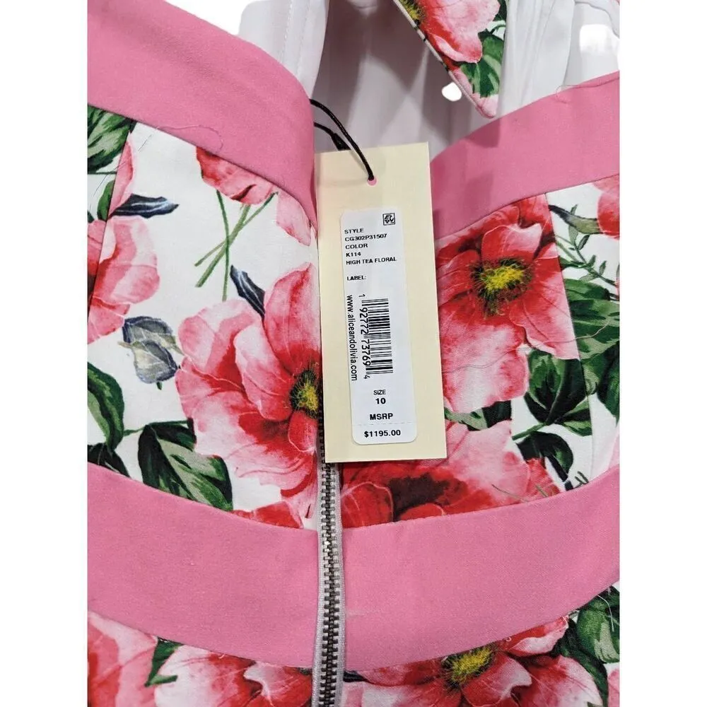 Alice + Olivia Florence Halter high tea floral dress Size 10 NEW - Image 5