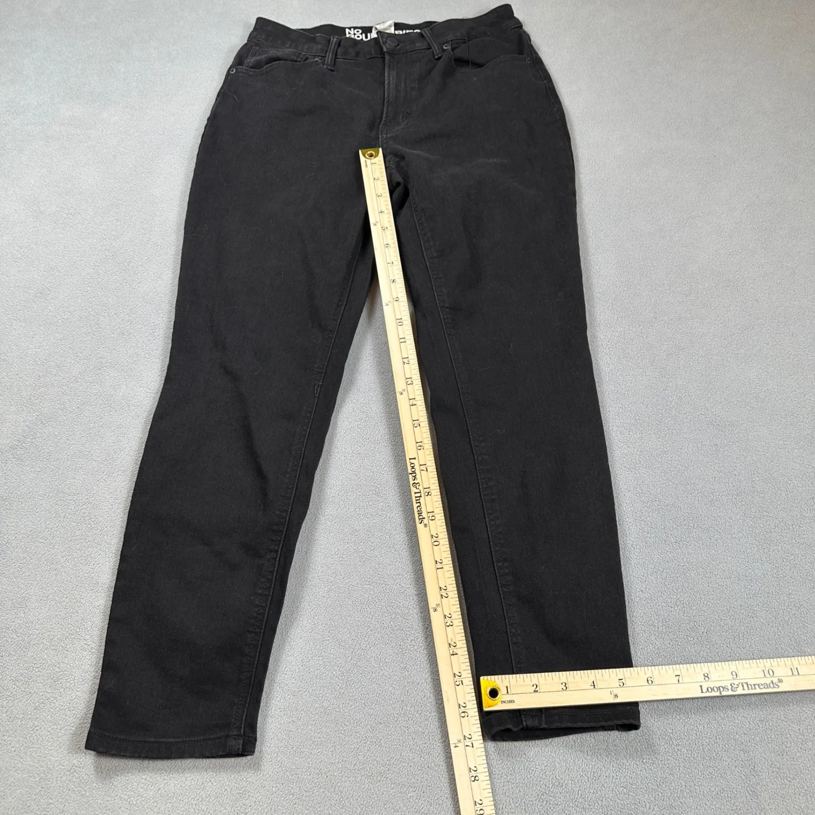 No Boundaries Jeans Womens 12 Black Stretch High Rise Solid Classic Denim - Image 4
