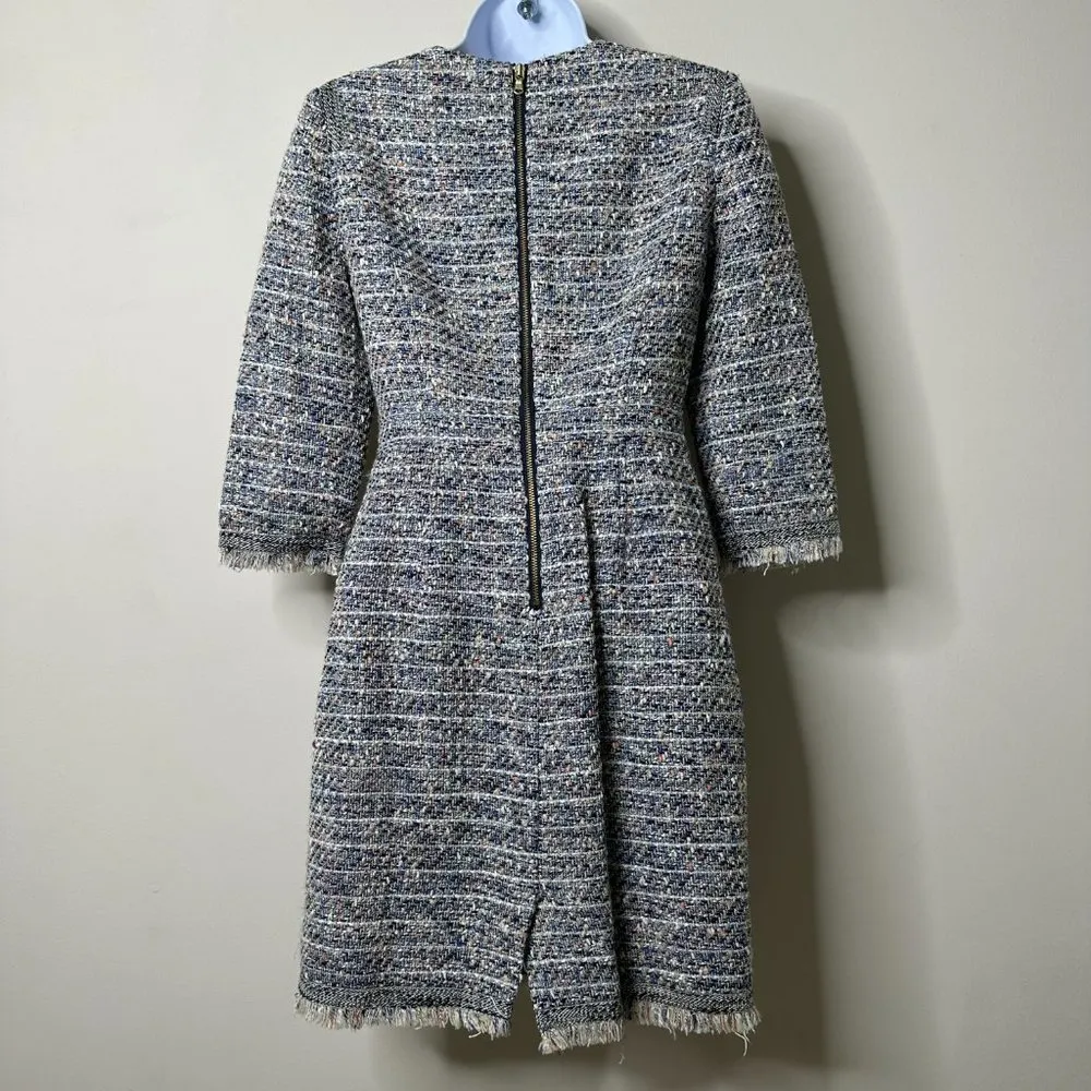 J. Crew Tweed Multicolor 3/4 Sleeves Dress Women's 0 Petite - Image 3