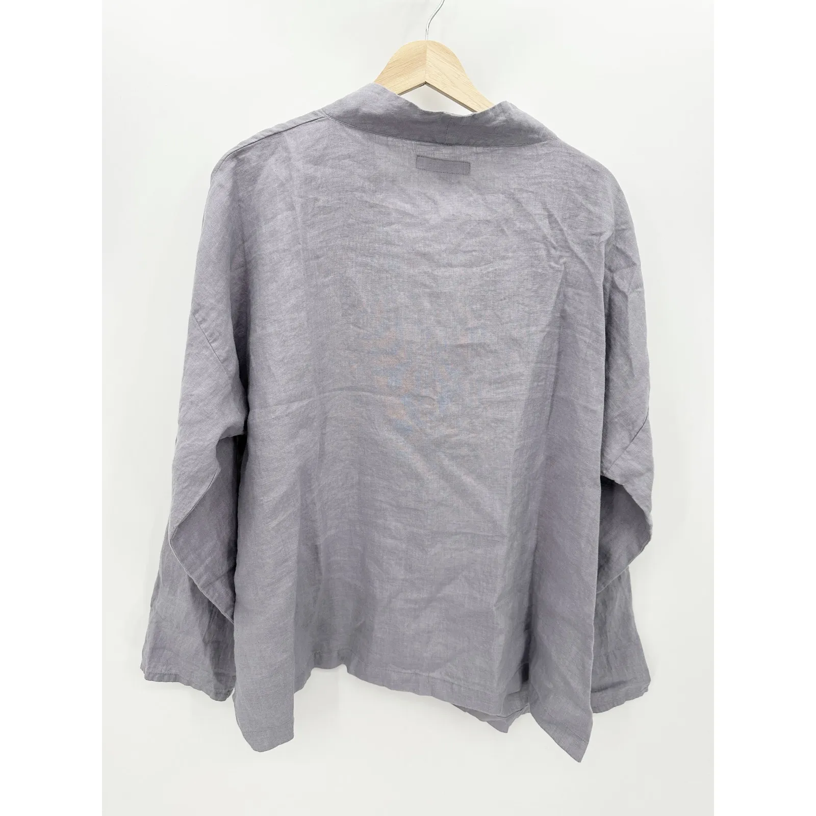 Flax Women Lagenlook Purple Long Sleeve V-Neck Button Front Shirt Size L - Image 2