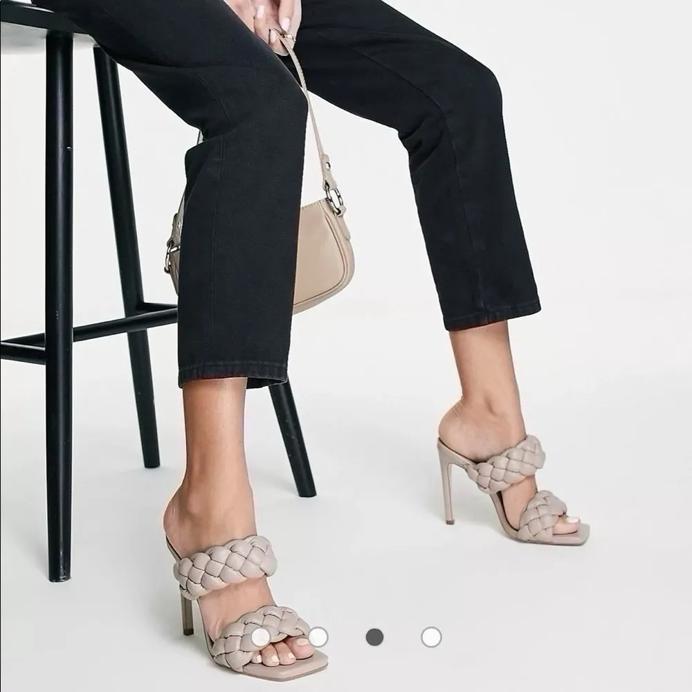 Steve Madden Kenley Plaited Heeled Mules in Off White Sandals Shoes - Image 12