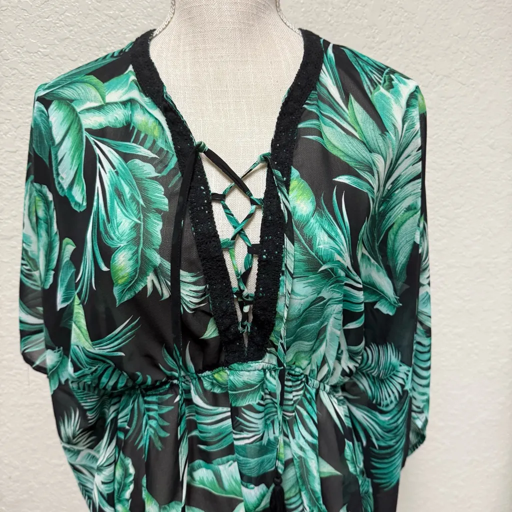 TiniBikini Green Leaf Swim Coverup Size Small/Medium - Image 5