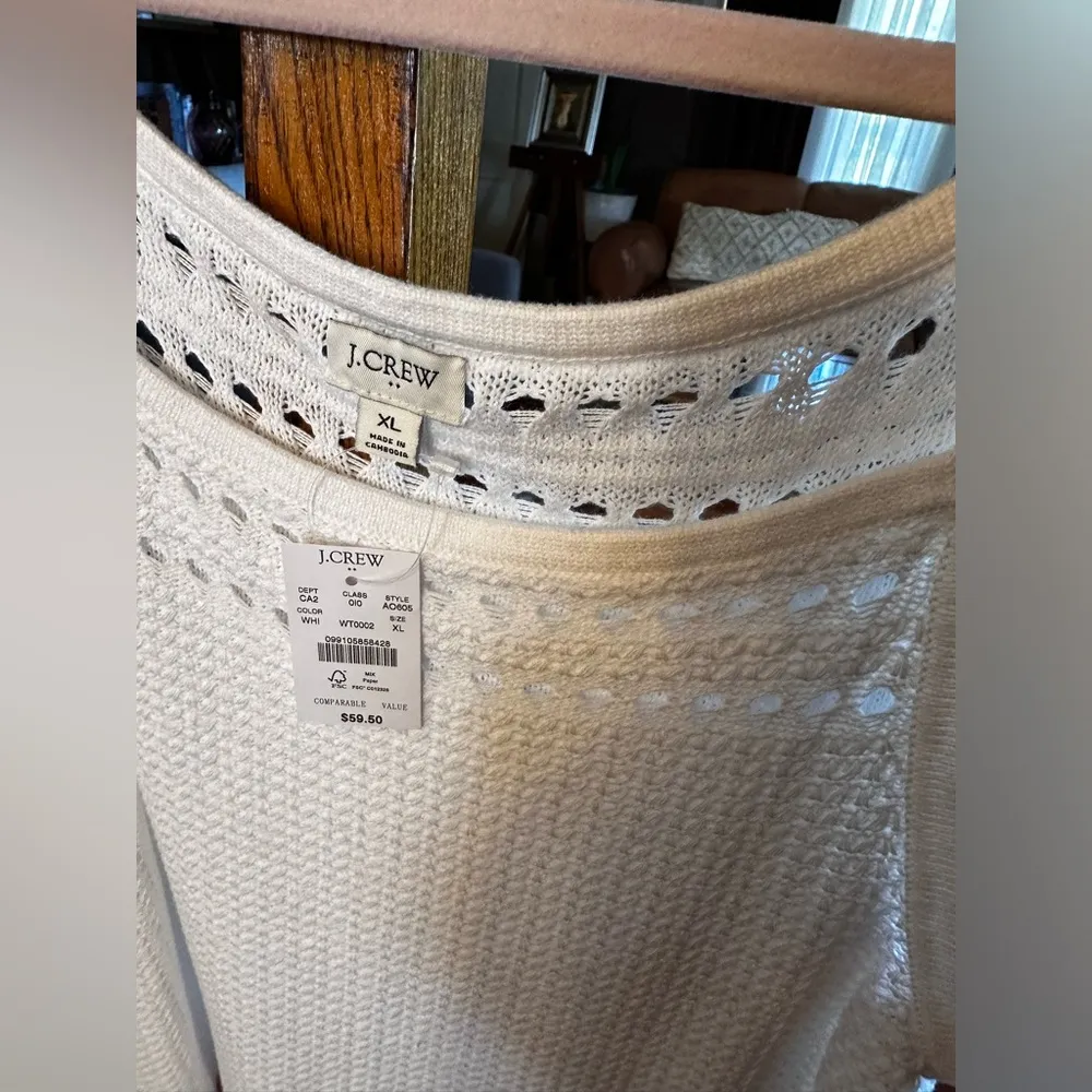 J Crew Ruffle Crochet Summer Sweater sz XL - Image 6