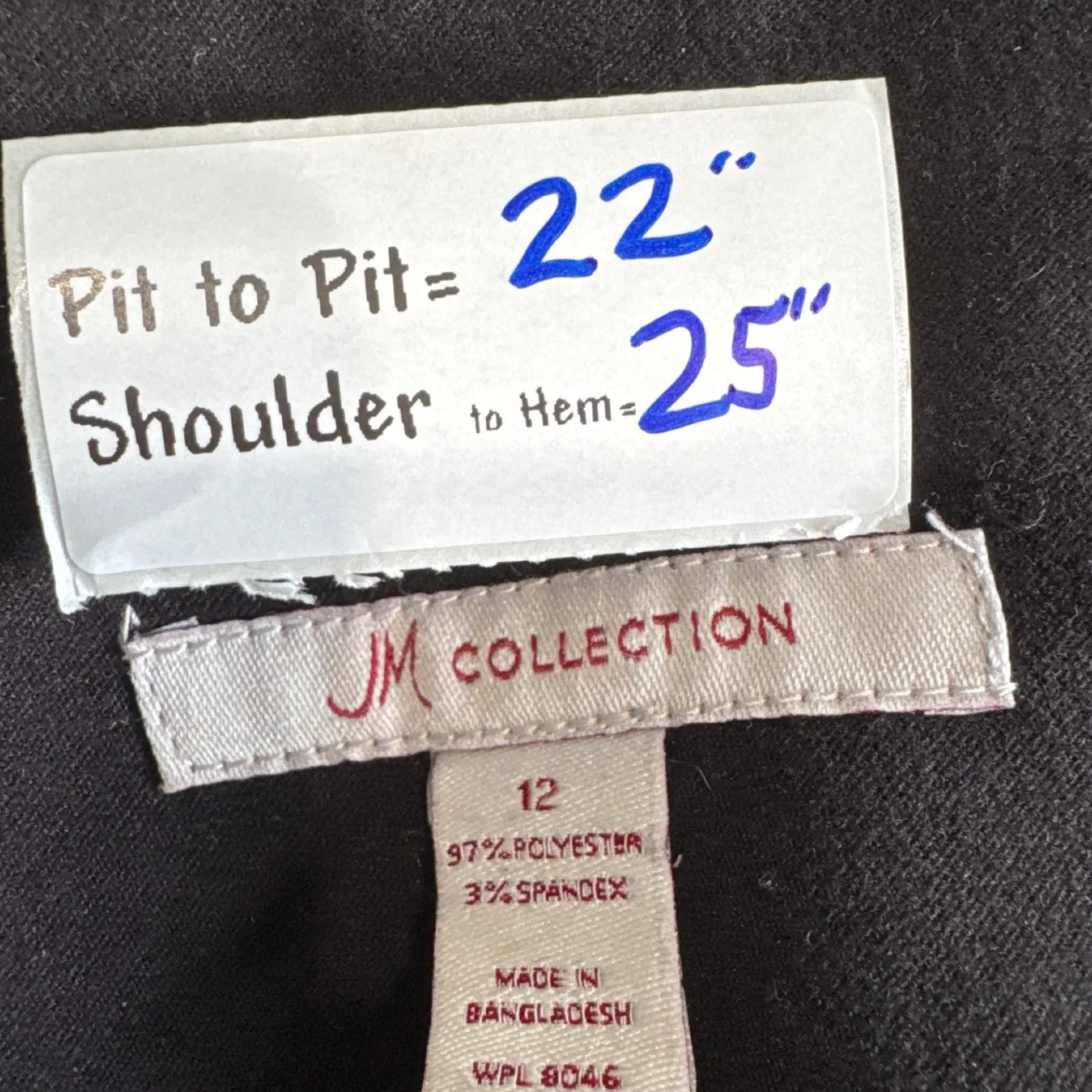 JM Collection Womens Black Zip Front Collarless Jacket Blazer Size 12 - Image 5