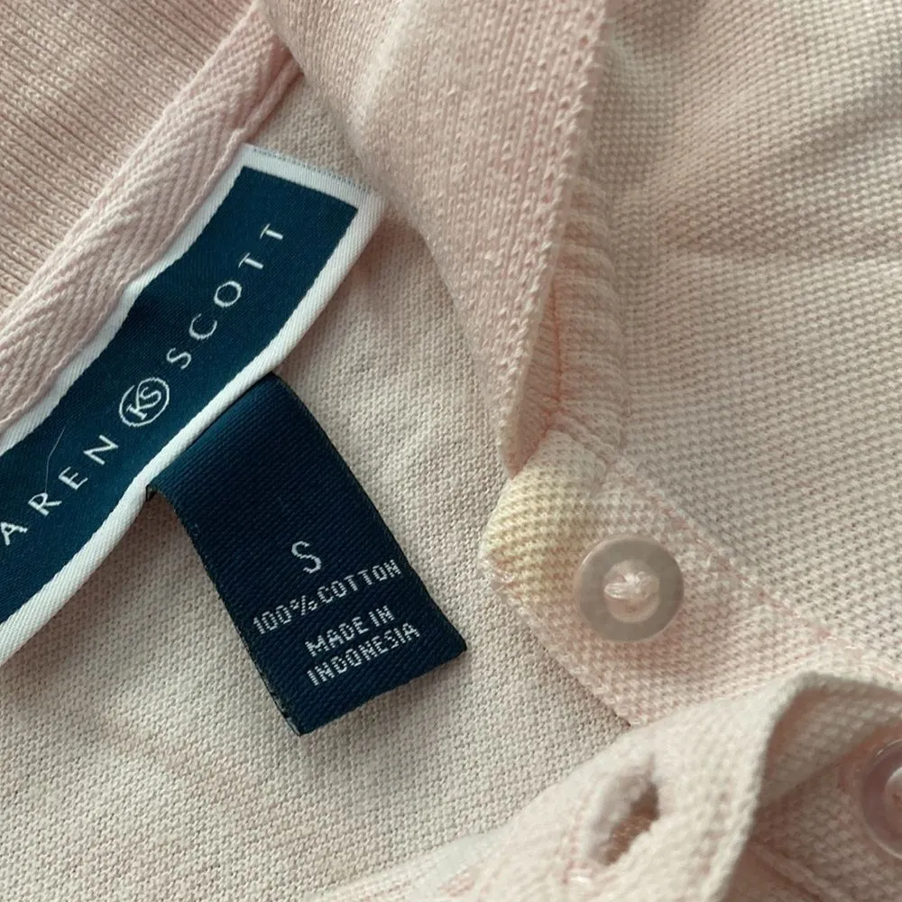 Karen Scott Pink Polo Shirt Blouse Button Down T-Shirt Short Sleeve Small EUC - Image 8