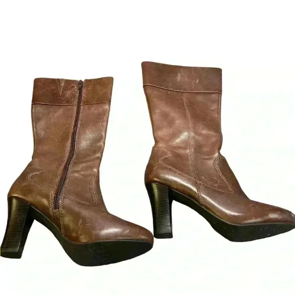 a.n.a. Brown Leather Knee High Boots Sz 6.5M Boots Zipper. Soft leather. - Image 5