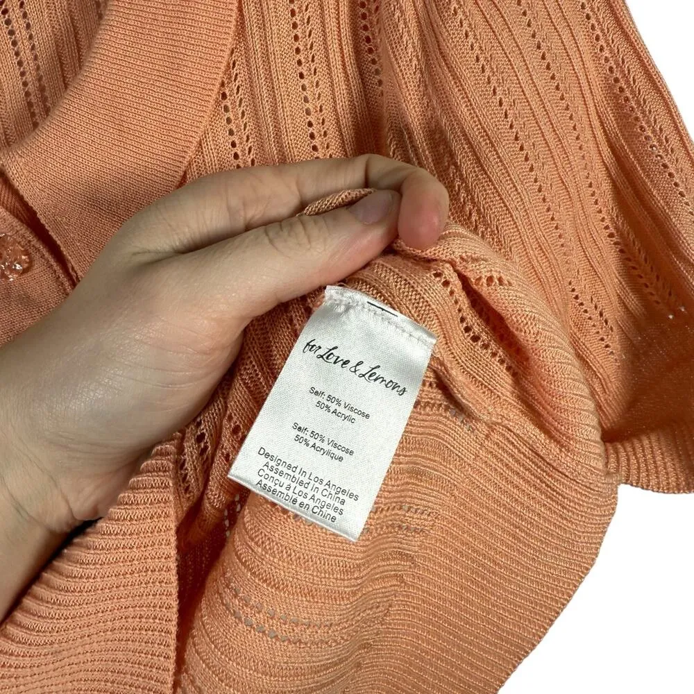 For Love and Lemons Phoebe Pointelle Polo Sweater Sherbert Preppy Womens Small - Image 5