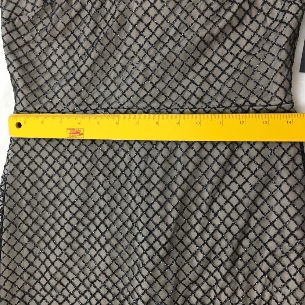 Marina‎ Black Mesh Glitter Nude Formal Gatsby Wedding Formal Dress Gown Train 6 - Image 7