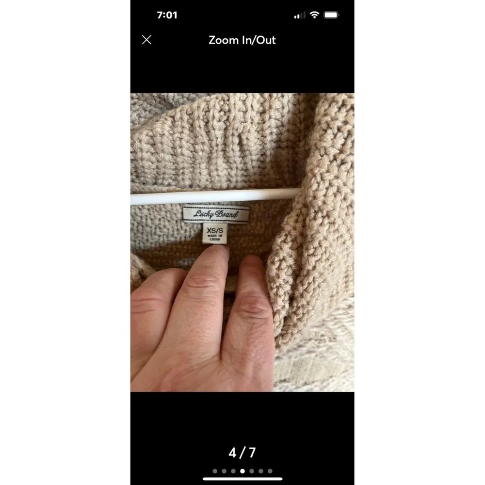 Lucky Brand chunky wool blend fringed poncho sweater XS/S - Image 8