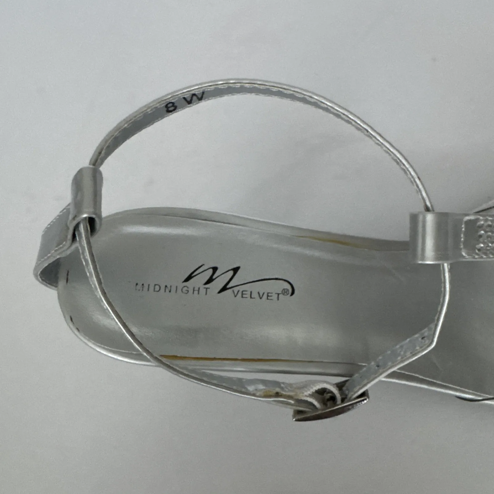 Midnight Velvet Marnie Sandals Silver Jeweled Clear Heel Clear Toe Womens 8 Wide - Image 10