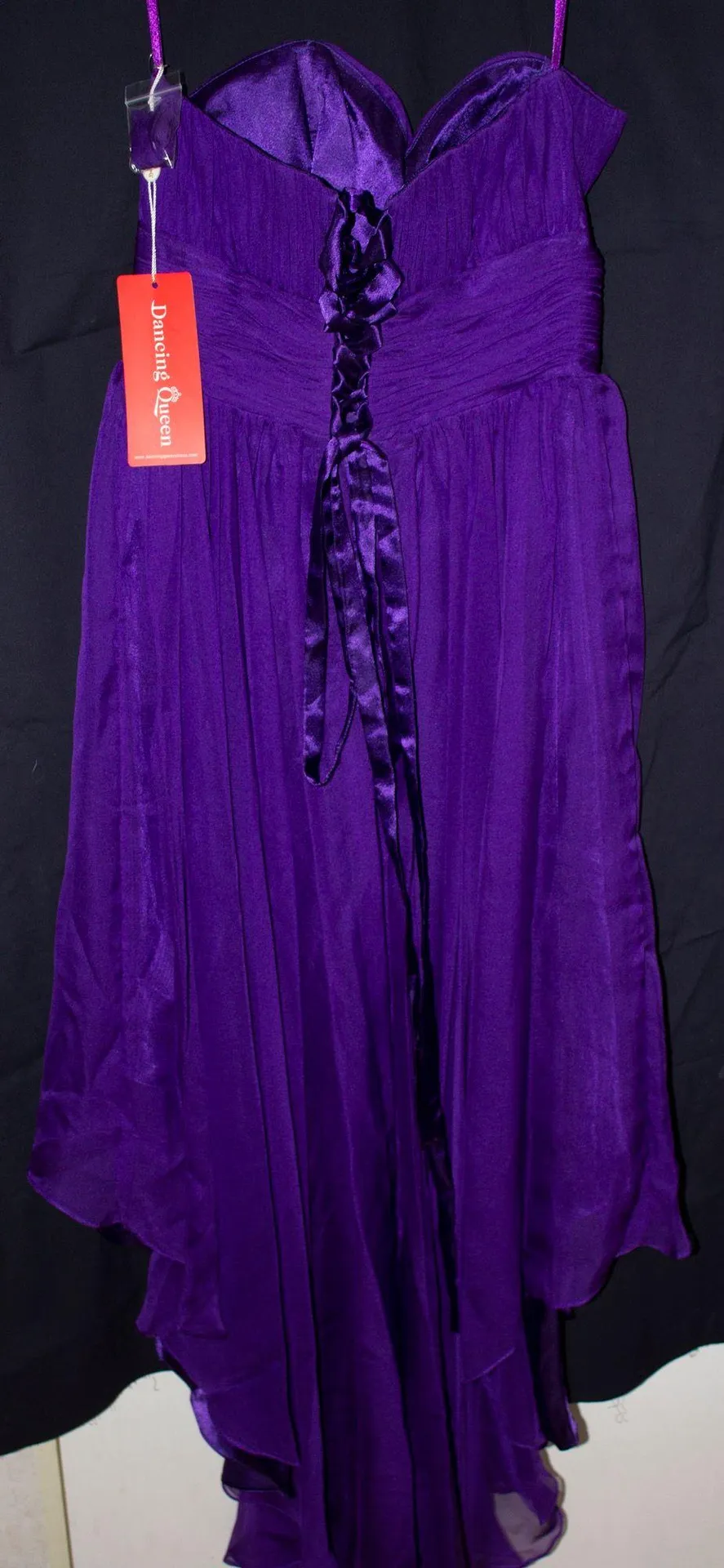 Strapless Purple High Low Prom Dress - Image 2