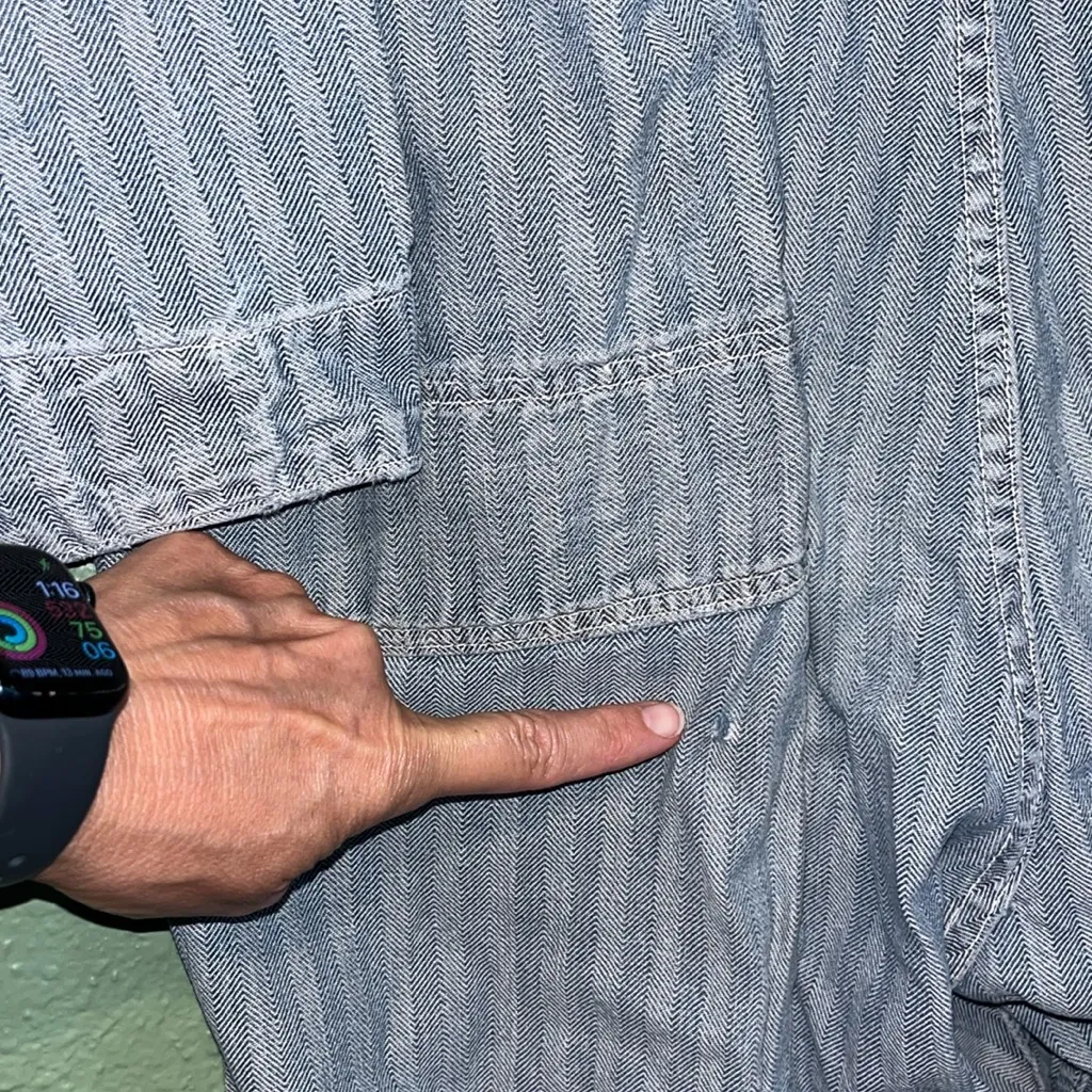 Vintage Denim coveralls vintage striped denim overalls, herringbone denim chore Blue Size XL - Image 7