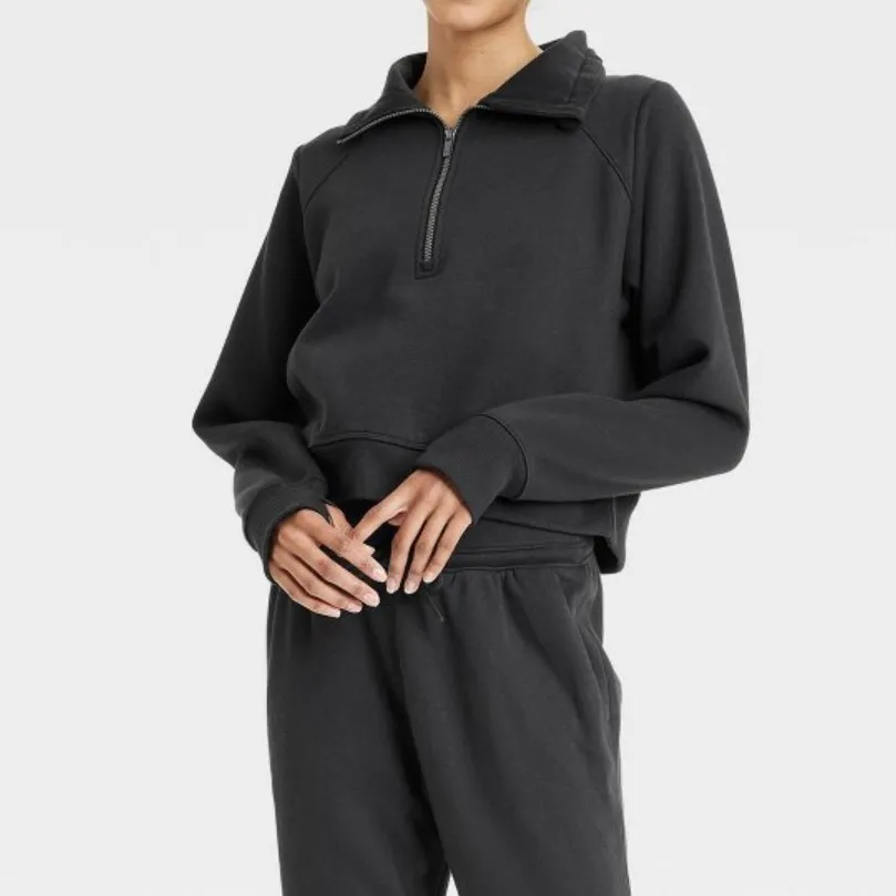 All In Motion Black Fleece Half Zip Pullover Sweatshirt Women's S‎ - Image 4