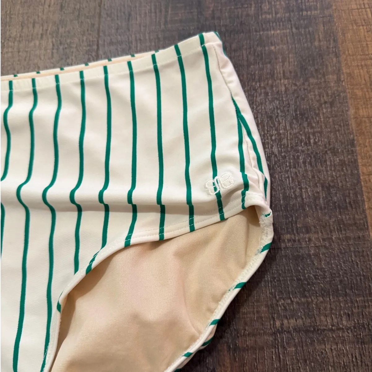 Albion Fit Coast to Coast Emerald Green Stripe High Waisted Swimsuit Size Small - Image 5