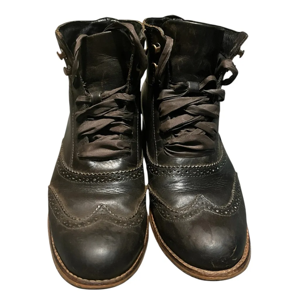 SEBAGO Claremont Sz 8M Women's Wingtip mahogany brown leather Boots Booties - Image 2