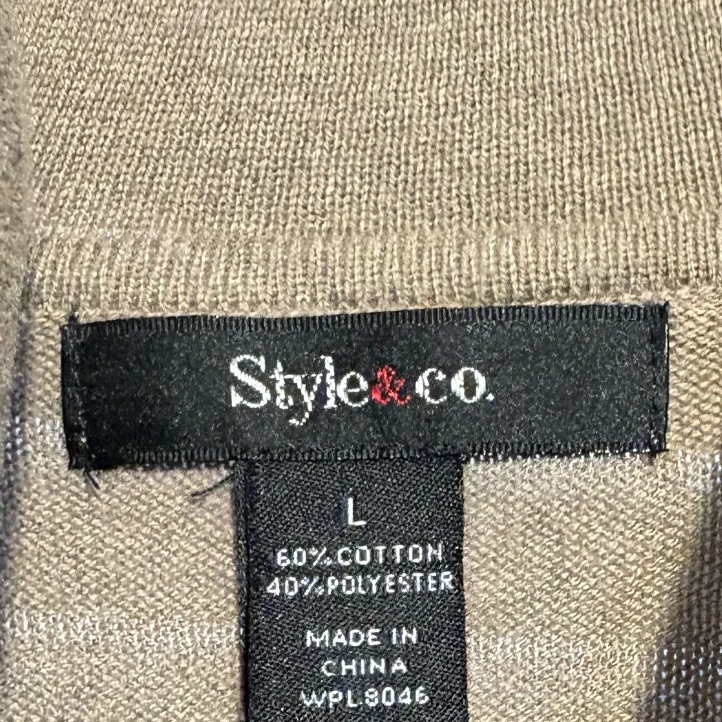 Style & Co. Tan and Cream Knit Poncho - Image 4