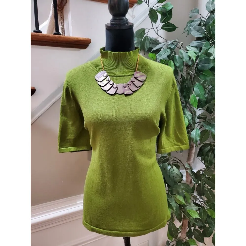 Ellen Tracy Women's Cotton Short Sleeve Top & Cardigan Sweater 2 Pc's Set Large - Image 2