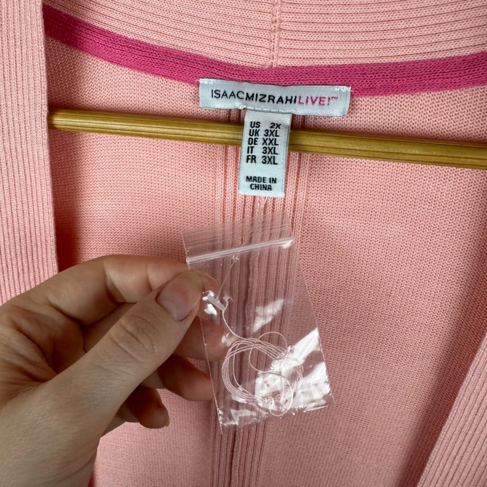 Isaac Mizrahi Live! Open Front Cardigan Duster Sz 2X Pink Ruffle Hem Drape Comfy - Image 5