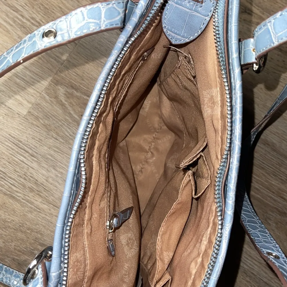 Anne Klein Blue Crocodile-Embossed Tote Bag - Image 13