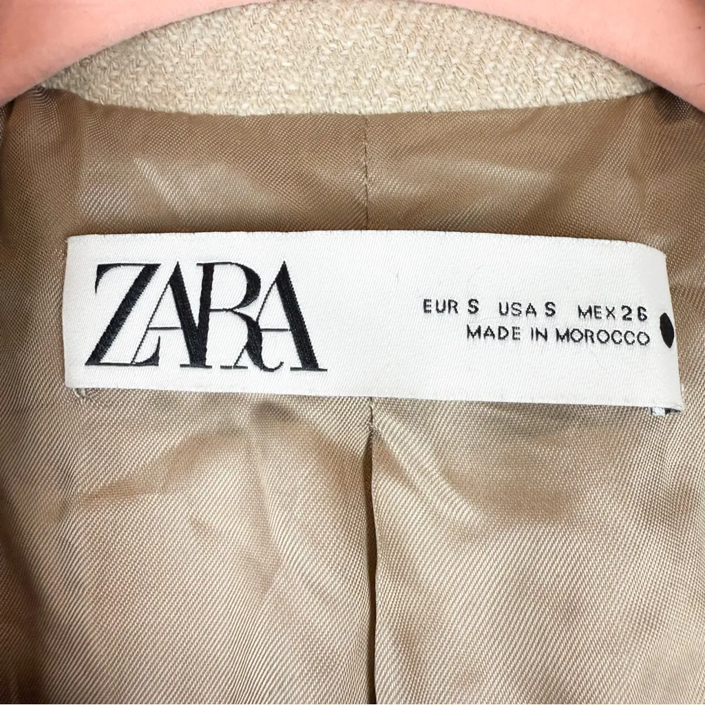 Zara Oversized Neutral Beige Wool Blend Trench Coat Duster Jacket Size Small - Image 16
