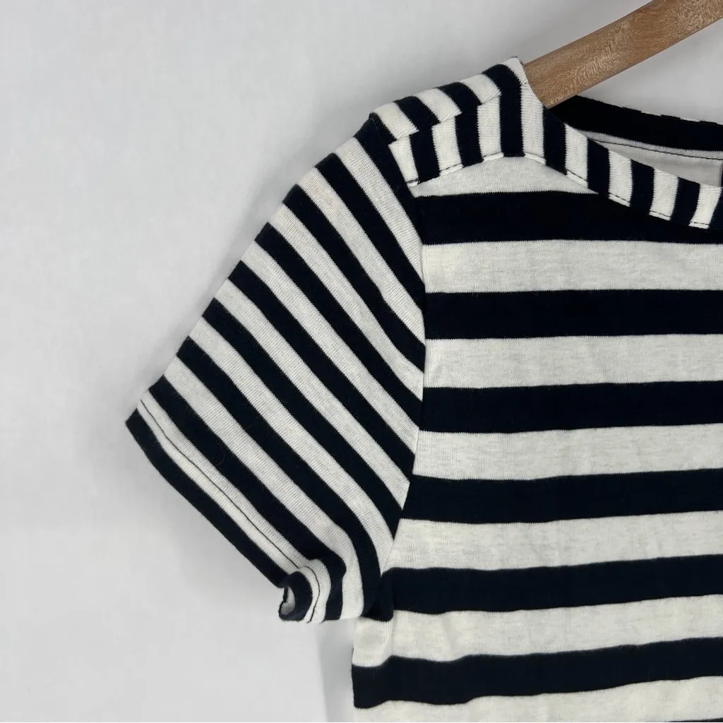 Chaps‎ Navy and White Striped 100% Cotton Boat Neck Short Sleeve Tee NWT Size S - Image 2