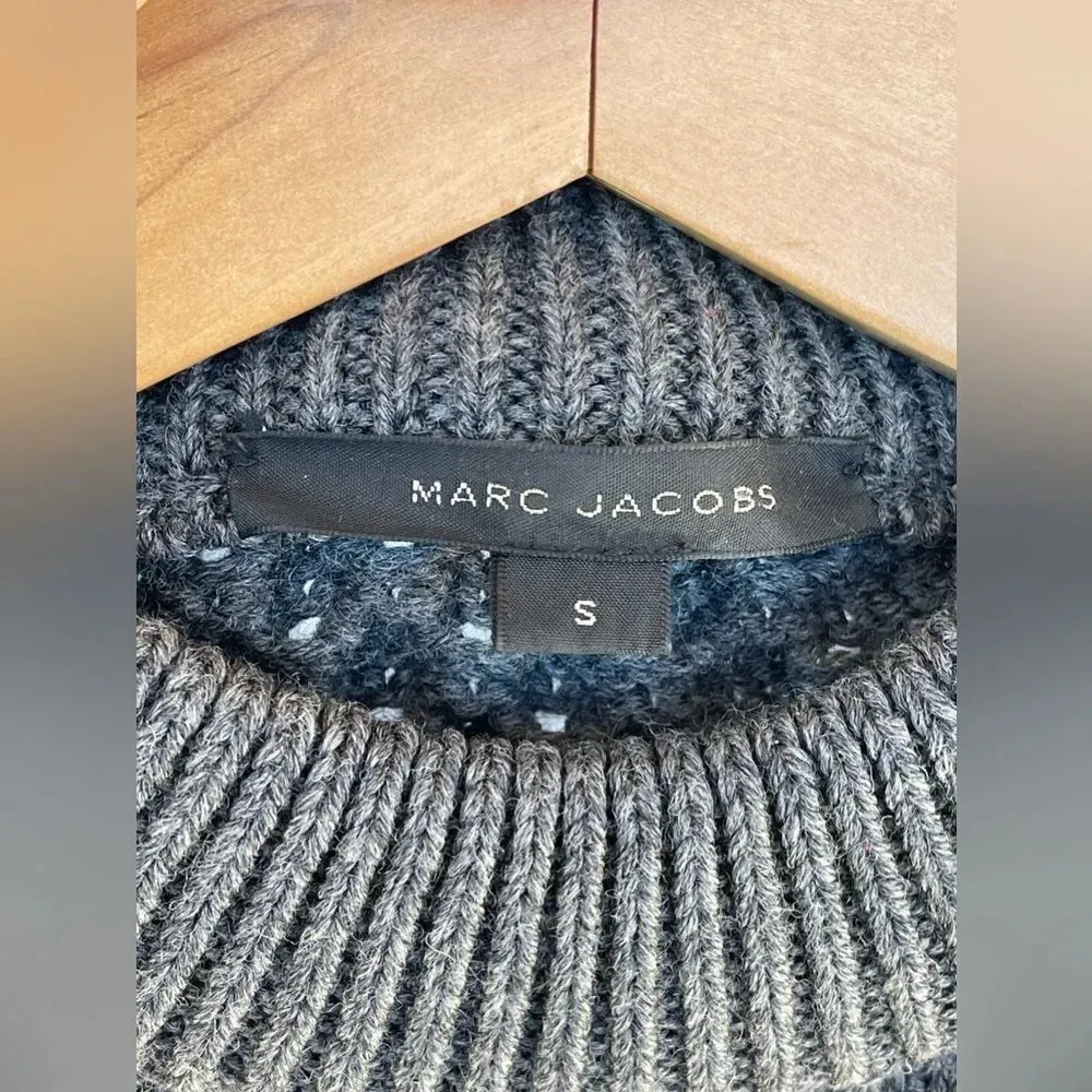 Marc Jacobs  Aran Charcoal Chunky Cable Knit Wool Sweater Pullover small - Image 6