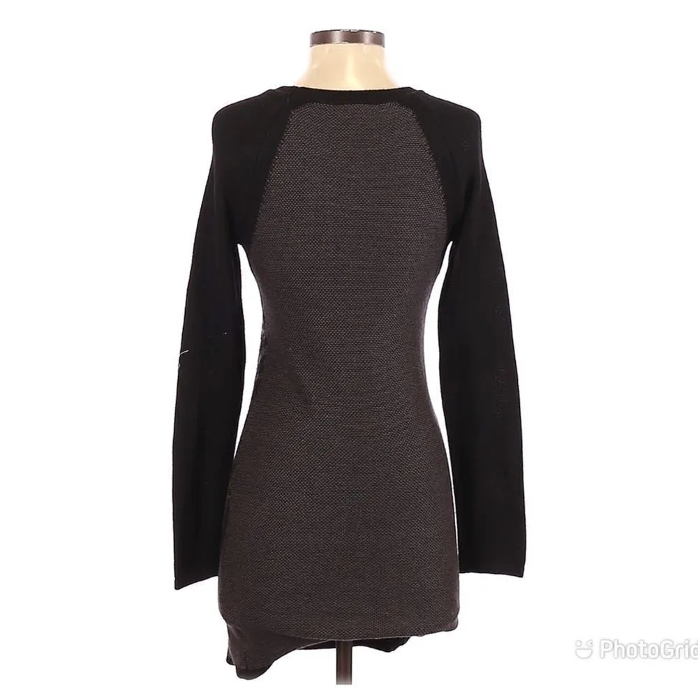 R+J COUTURE Leopard Print Sweater‎ Dress Fitted Raglan Sleeve Black Gray Small - Image 2