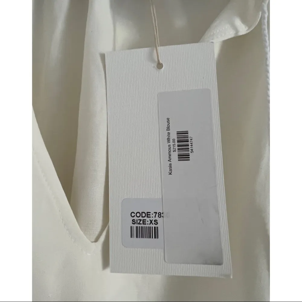 NWT Kasia White Linen Crochet Long Sleeve Tunic Cover Up Blouse XS - Image 5