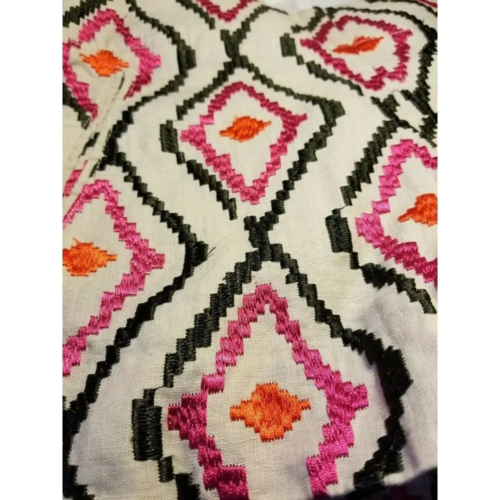 Ann Taylor Loft Embroidered Linen Olive Pink Orange The Riviera Shorts Size 00 - Image 10