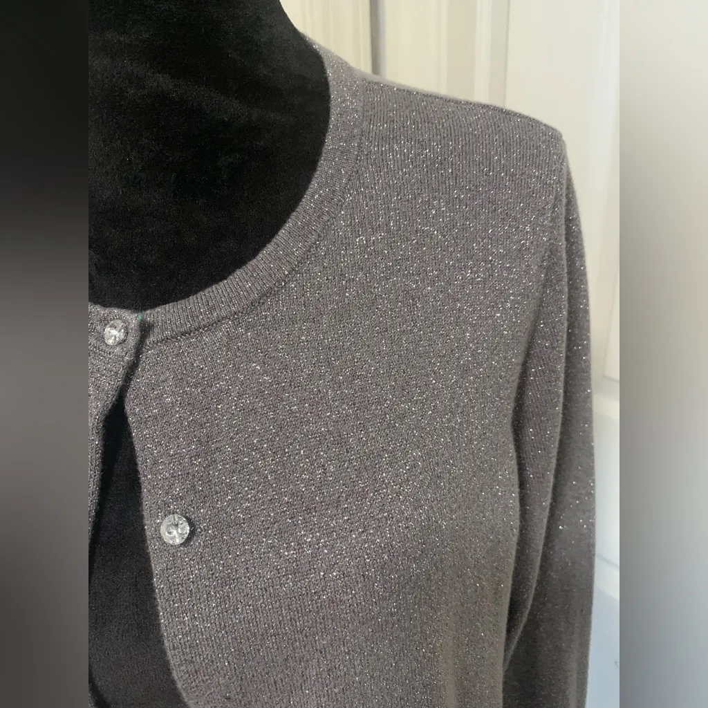 Loft Outlet Silver Metallic Cardigan Sweater Size Large - Image 2