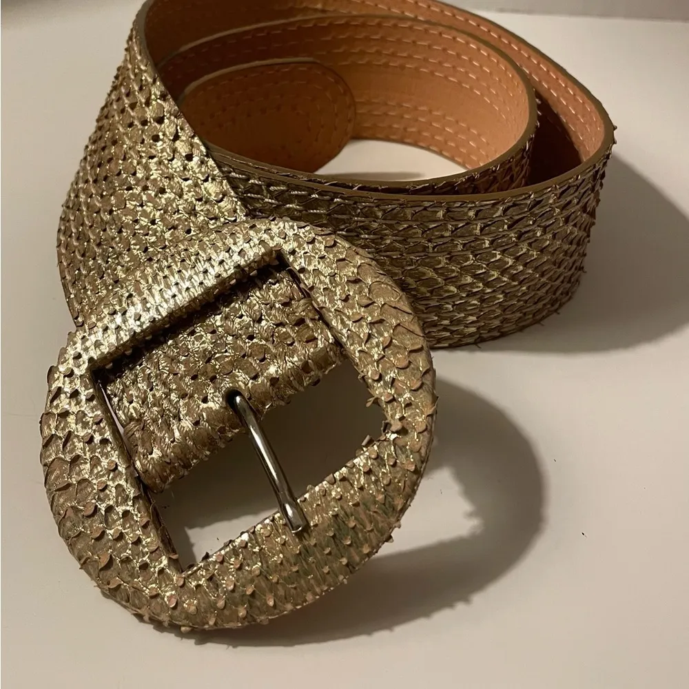 Reptile’s House Milano Women Vintage Gold Genuine Python Leather Belt - Image 2