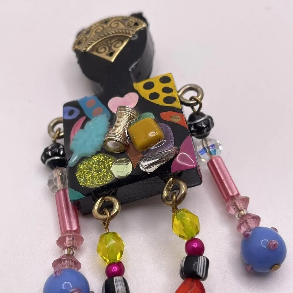 Hand Made Hand Crafted Brooch Pin Colorful Robot Whimsical Articulating Limbs - Image 12