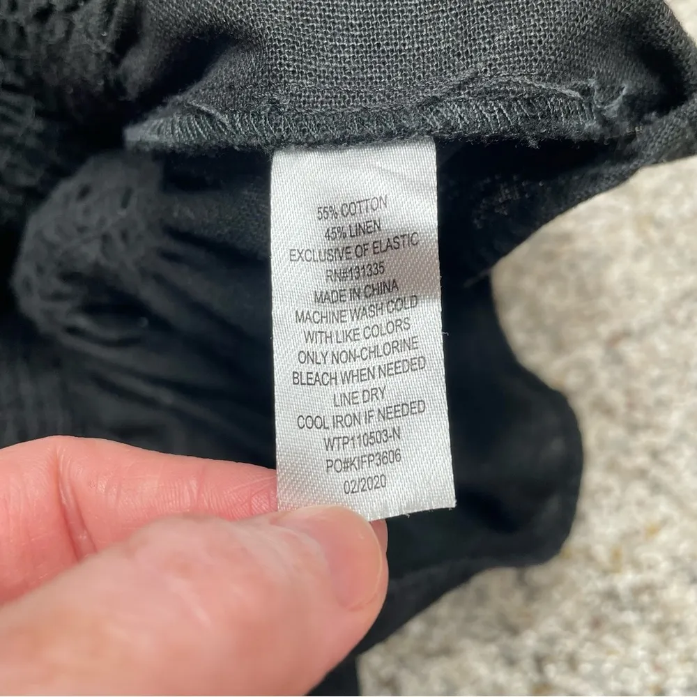 Socialite Black Linen Blend Sleeveless Smocked Peplum Tank Top Extra Small - Image 8