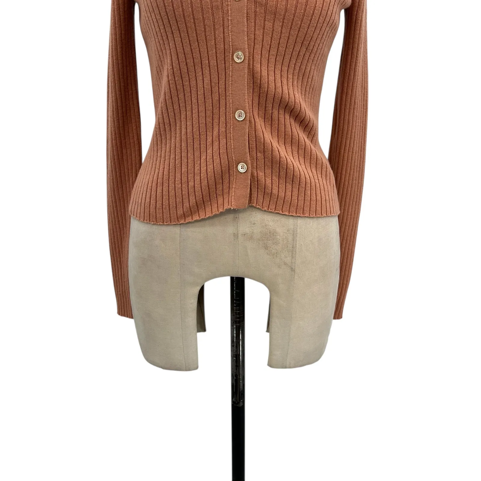 Aritzia Wilfred Manila Cardigan‎ Sweater Wool Cotton Pink Beige Size Medium - Image 4