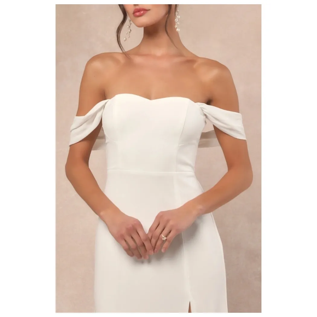 NWT Lulus Magical Magnetism White Off-the-Shoulder Maxi Dress Bridal Wedding XS - Image 9