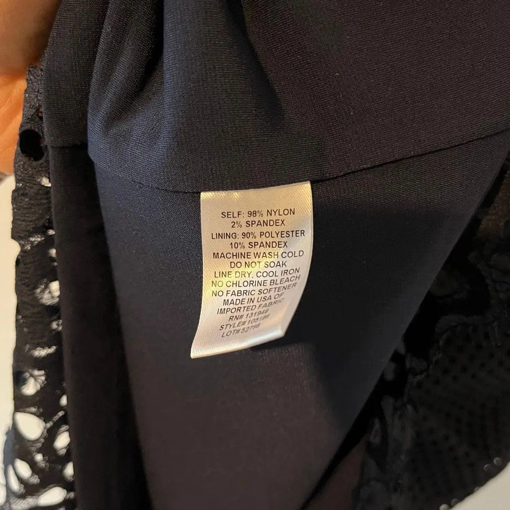 Jude Connally Danielle Dress Spring Lace Navy Blue 3/4 Scalloped Bell Sleeve XS - Image 8