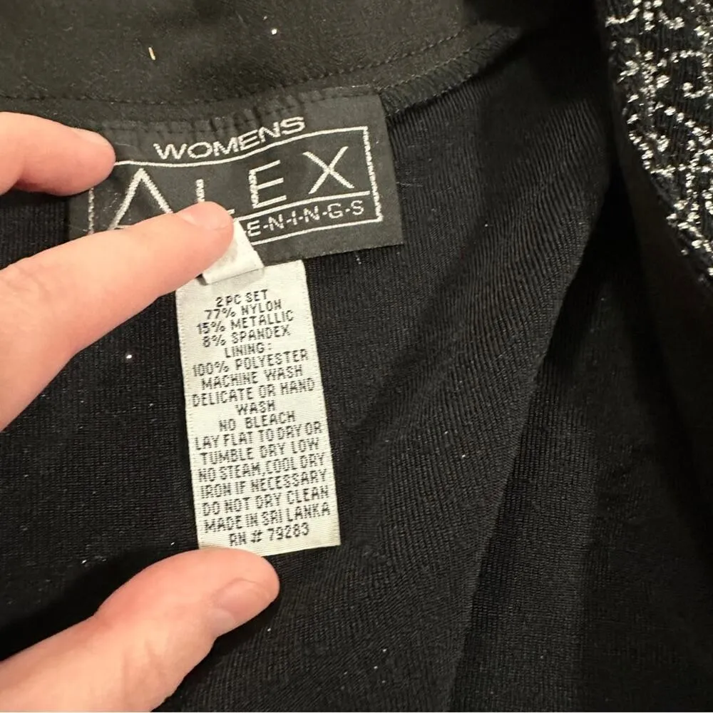 Alex Evenings Black & Silver Glitter Sleeveless Dress & Matching Cardigan Sz 22W - Image 10