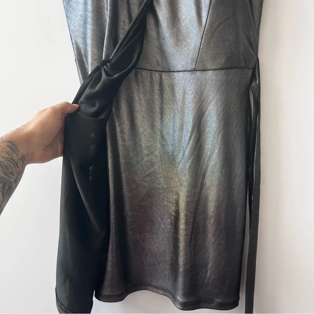 Jump Apparel Metallic Wrap Mini Dress Size 7/8 - Image 4