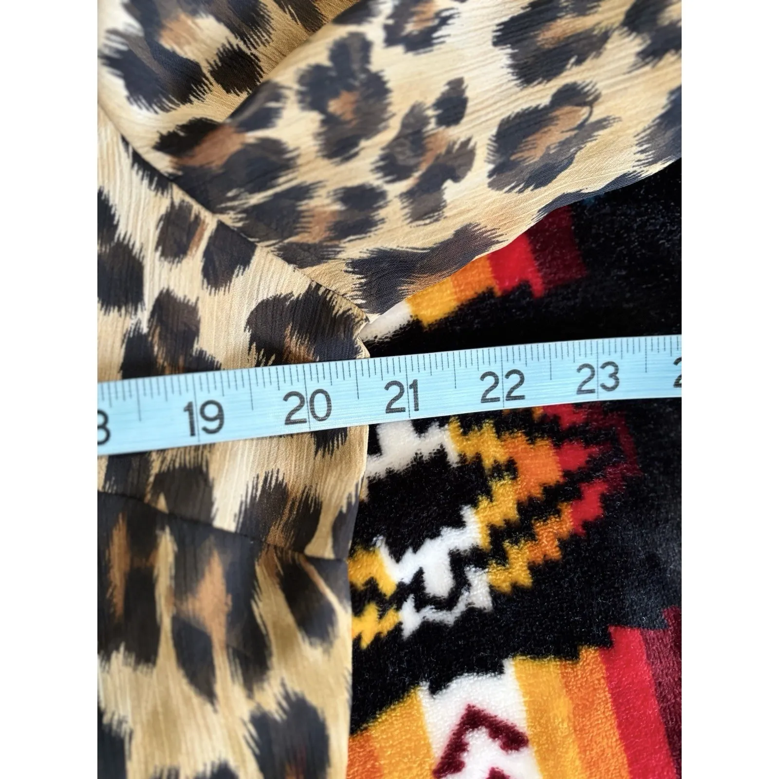 Charter Club Brown/Black Cheetah Button Up Chiffon Long Sleeve Blouse Size M - Image 7