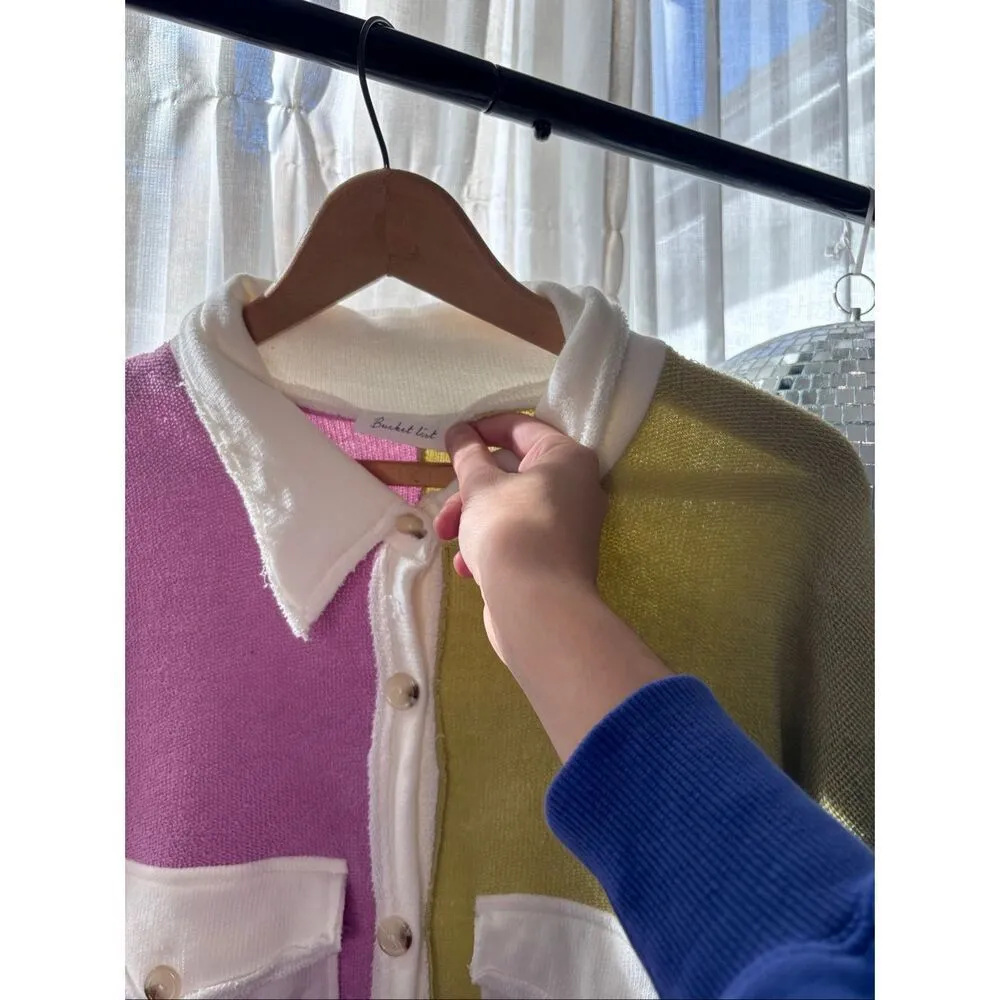 Bucketlist Raspberry Lime Button Up Shirt Pink Size M - Image 3