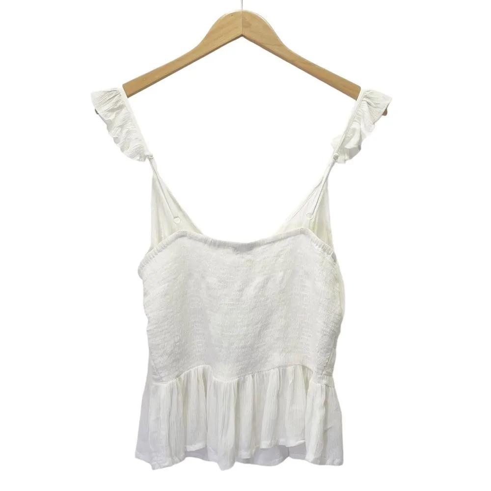 NWT Patrons of Peace Tie Front White Peplum Tank Boho Festival Top Size Medium - Image 3
