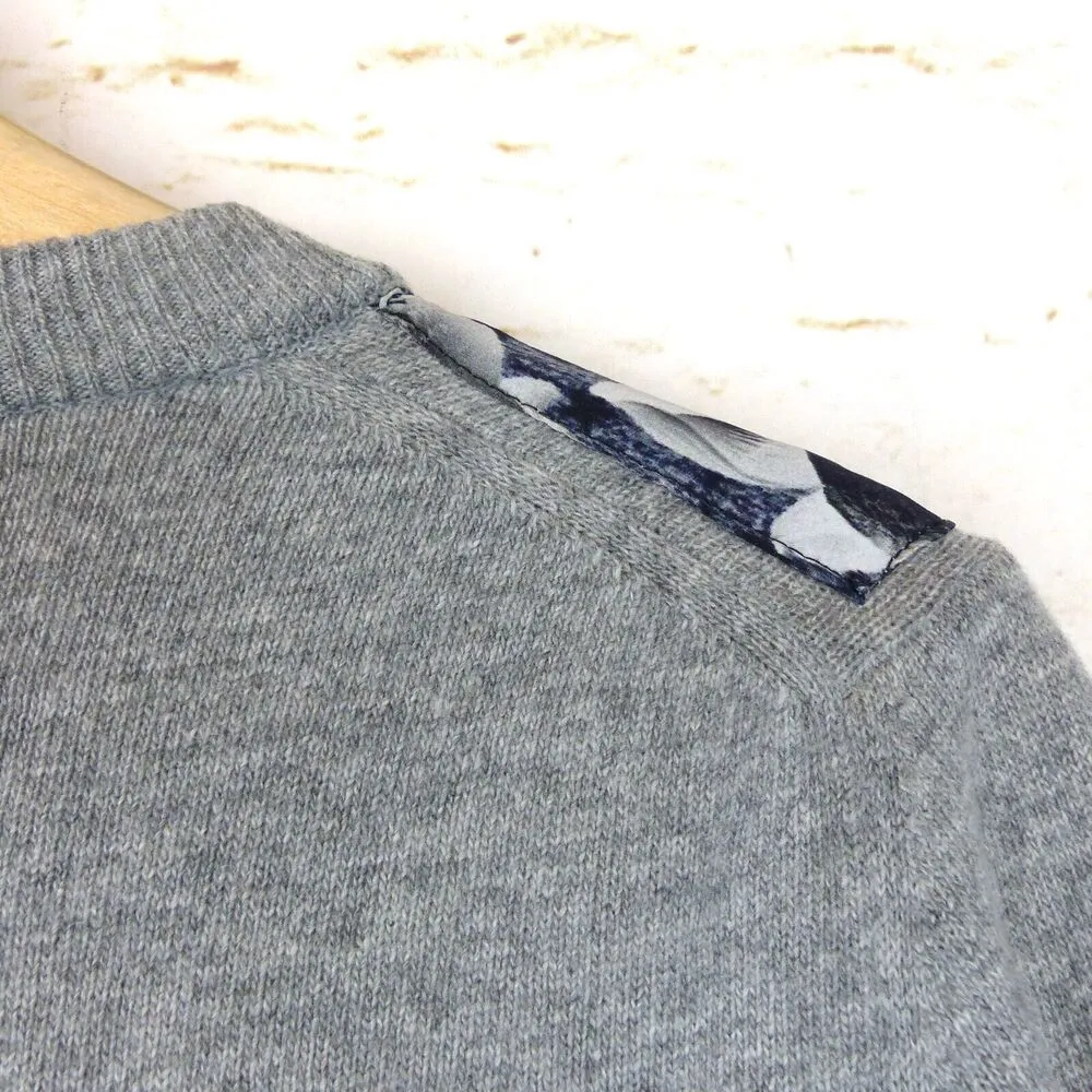 Textile Rebels Top Women M Gray Knit Cashmere Blend Silk Floral Print Italy Y2K Size M - Image 9