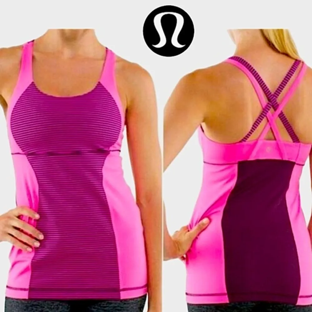Lululemon Energy Power Luxtreme Strappy *RARE* Yoga Top Sz 4 Pink Raspberry Glo - Image 7