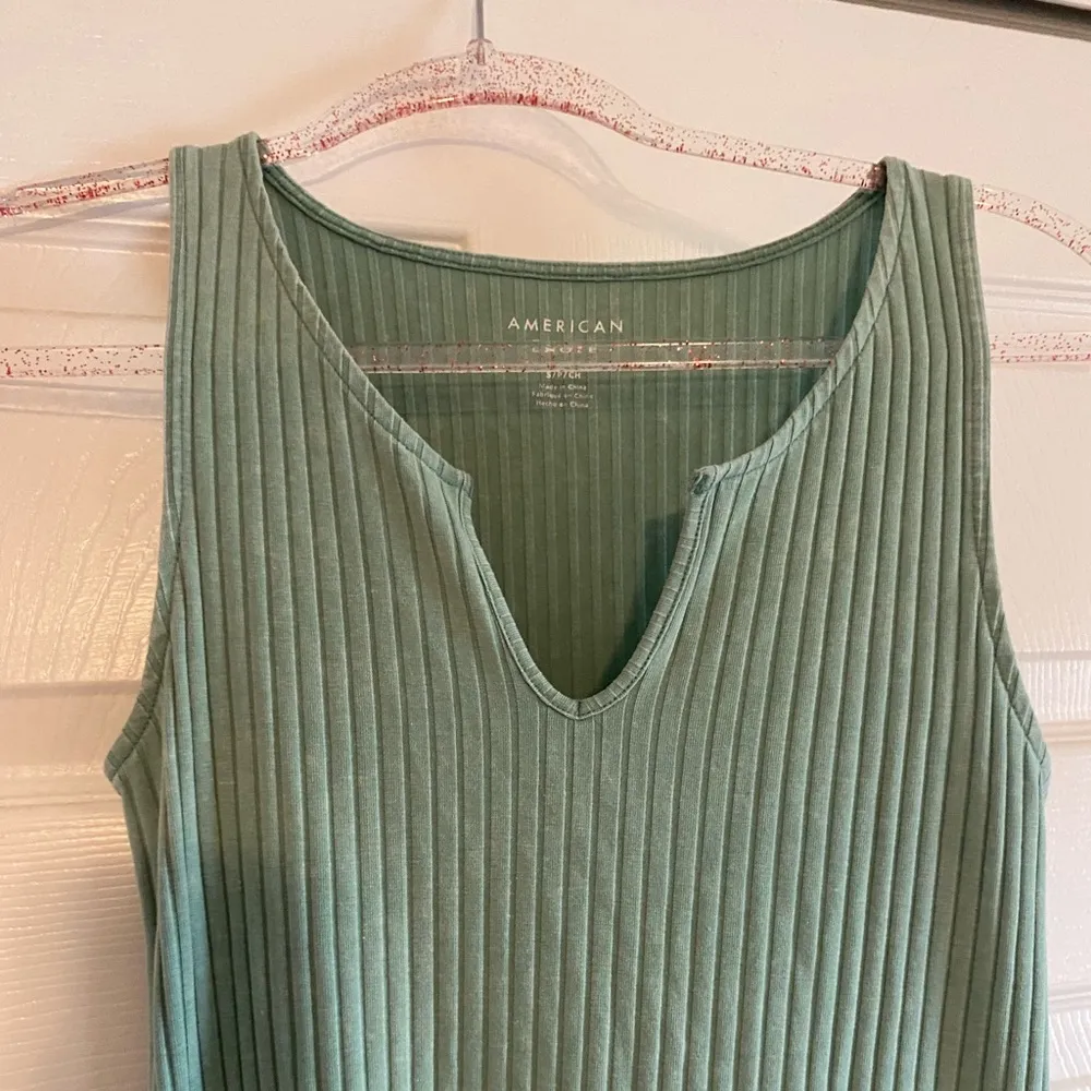 American Eagle Size small green ribbed mini dress notch sleeveless - Image 6