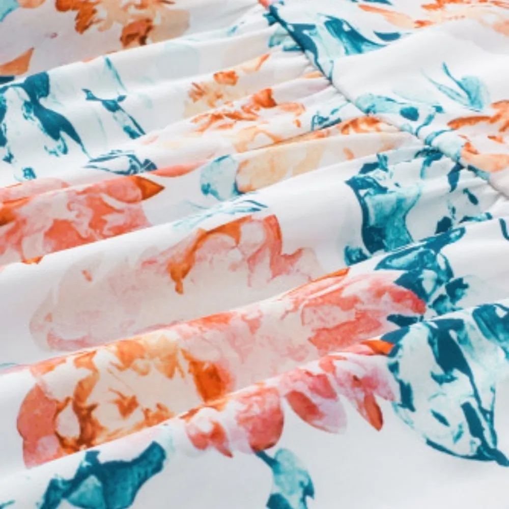 NEW White with Orange & Blue Floral Spaghetti Strap Wide Leg Jumpsuit Size XL - Image 11