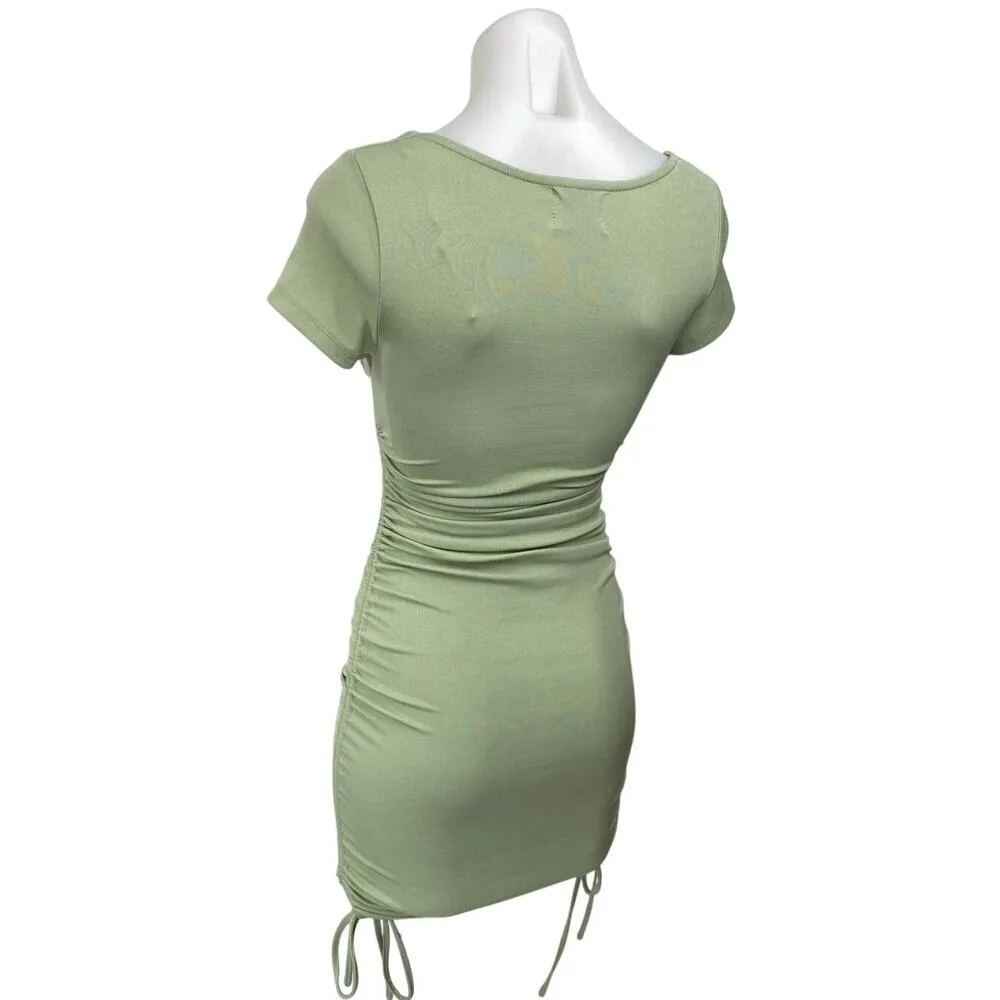 Princess Polly Green Short Sleeve Sweetheart Ruched Mini Bodycon Dress Size 2 - Image 2