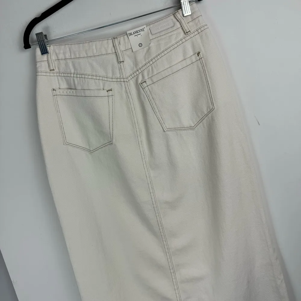 NWT Blank NYC Denim Maxi Slit Skirt Sz 27 Ecru Off White - Image 15